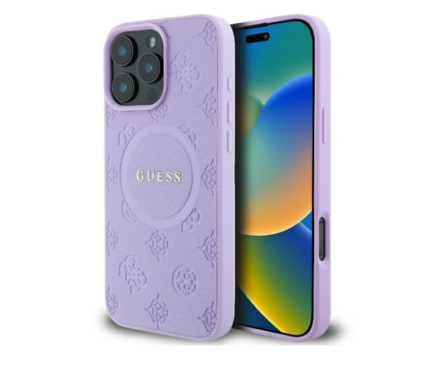 Guess Saffiano Peony Classic Logo do iPhone 16 Pro Max purpurowy - 1278284 - zdjęcie